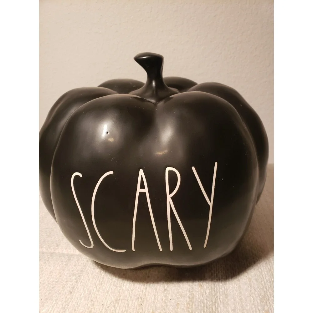 Rae‎ Dunn Magenta Black pumpkin SCARY Size Large - VHTF